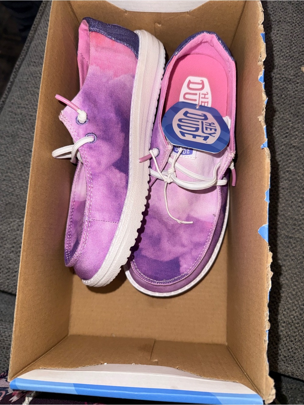 Hey Dude Kids Pink and Purple Tie-Dye Slip-On Sneakers